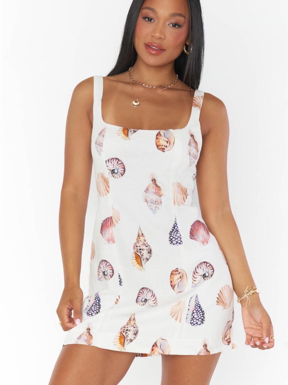 Show Me Your Mumu Steph Mini Dress • Seashell Print Linen